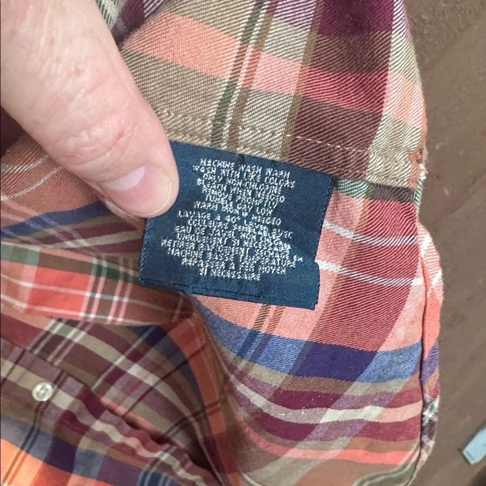 Ralph Lauren Brown Orange Multicolor Plaid Boys Shirt size M (12-14)